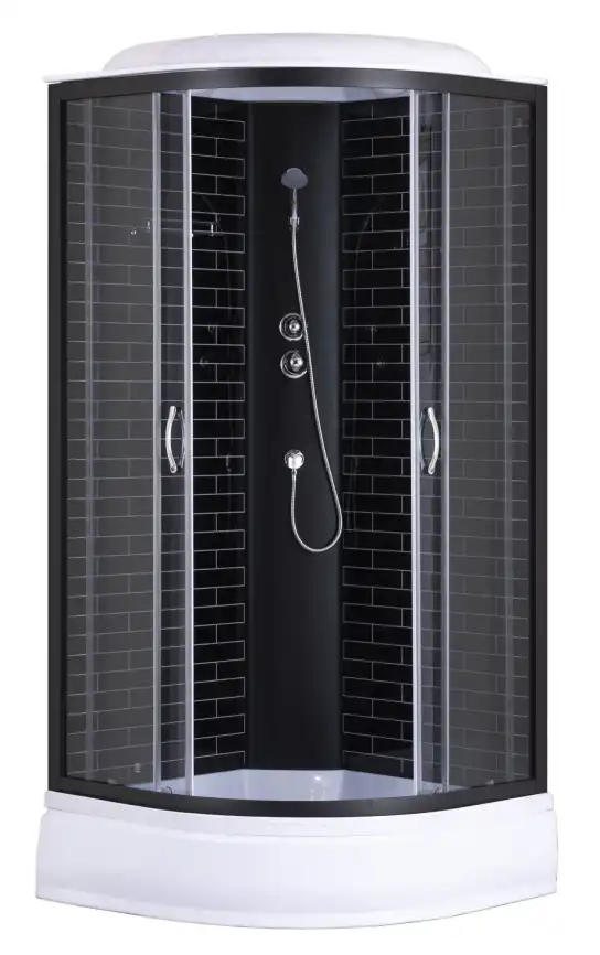 Душевая кабина Loranto 90х90 средний поддон, тонированное стекло, профиль Черный, CS-6690-25GB 90 фото 1