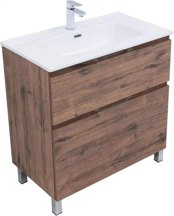Тумба под раковину Aquanet Алвита New 80 напольная, дуб веллингтон табак, 344129 фото 5