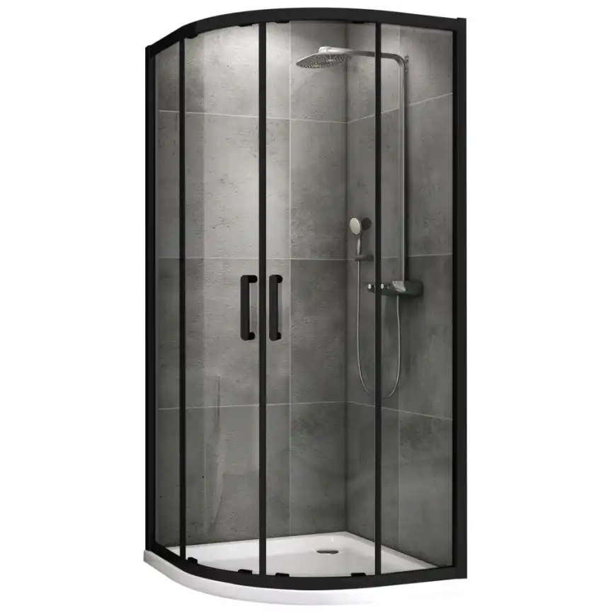 Душевой уголок ABBER Schwarzer Diamant 90х90 см, AG01090B, профиль черный, стекло прозрачное фото 1