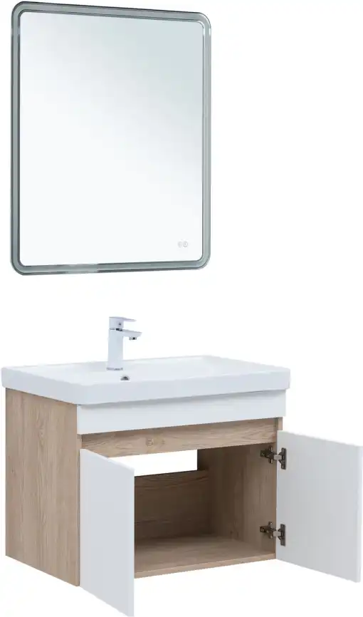 Тумба под раковину Aquanet Оптима 70 дуб светлый/белый сатин, 344800 фото 6