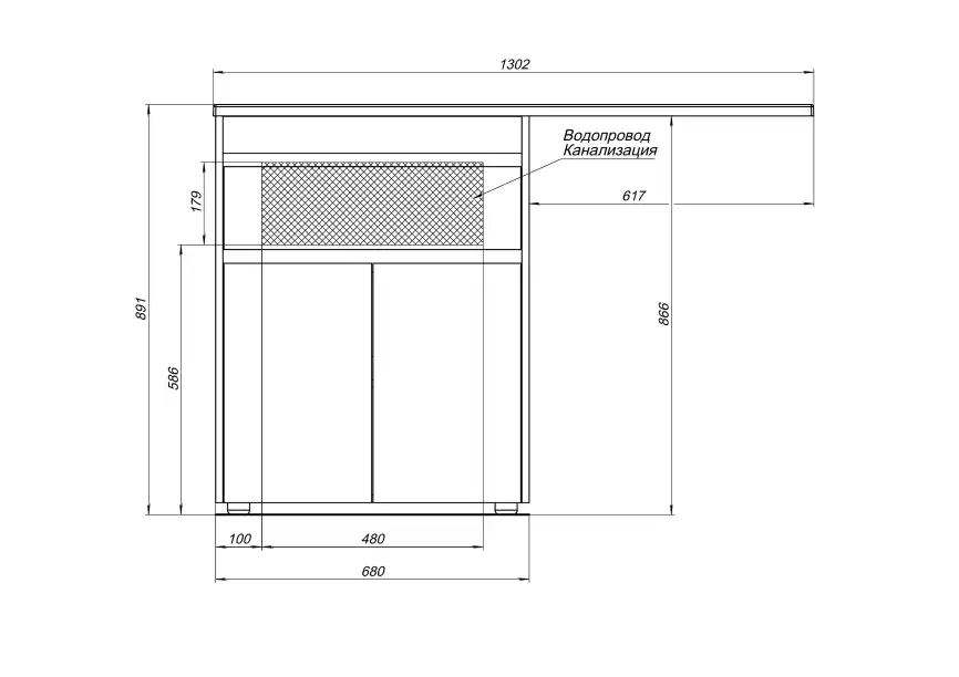 Тумба под раковину Aquanet Токио 130/68 белый (напольная, 1 ящик, 2 дверцы) 237746 фото 3
