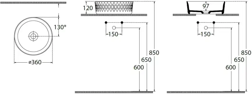 Раковина накладная Allen Brau Fantasy 36х36х12 4.11033.ID, Синяя матовая фото 2