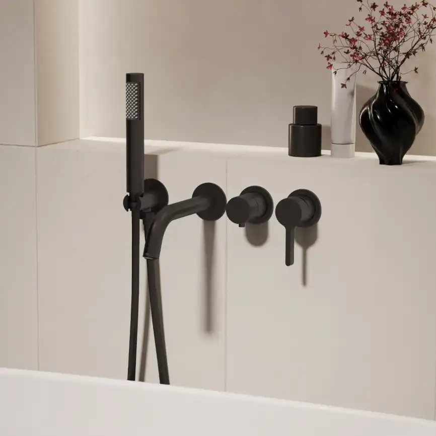 Смеситель для ванны Vincea Villa VTFW-1VL1MB, встраиваемый, черный фото 1