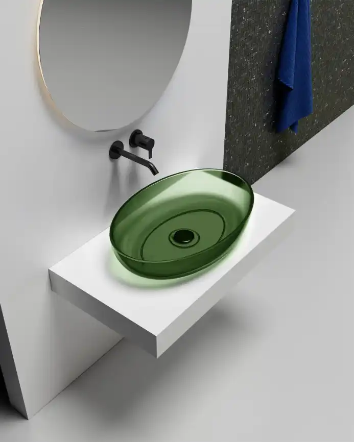 Раковина накладная ABBER KRISTALL 60х40х13 AT2801Emerald, овальная, зеленая фото 2