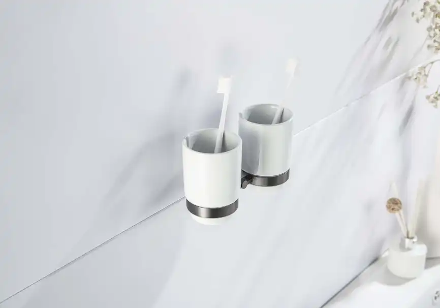 Стакан для ванной Aquatek Бетта AQ4617BGM двойной, Оружейная сталь фото 3