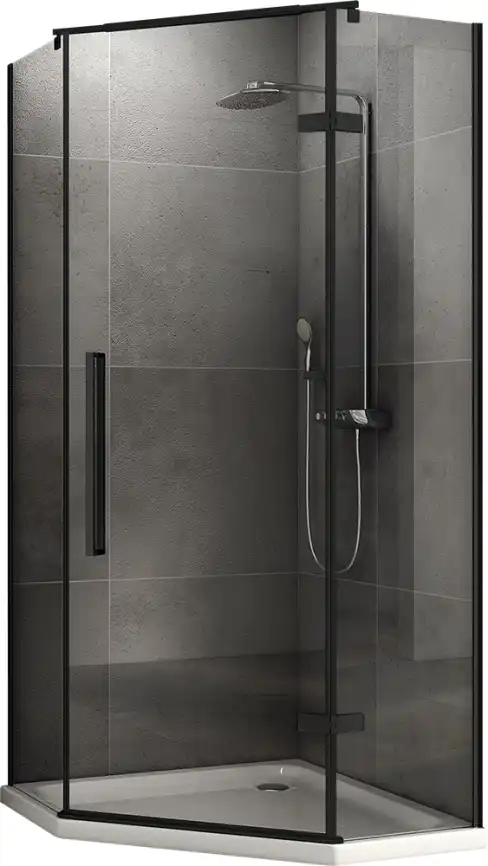 Душевой уголок ABBER Ewiges Wasser 100х100 см, AG05100B, профиль черный, стекло прозрачное фото 1