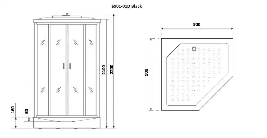 Душевая кабина Niagara Premium 90х90х220 NG-6901-01DBLACK низкий поддон, без гидромассажа фото 3