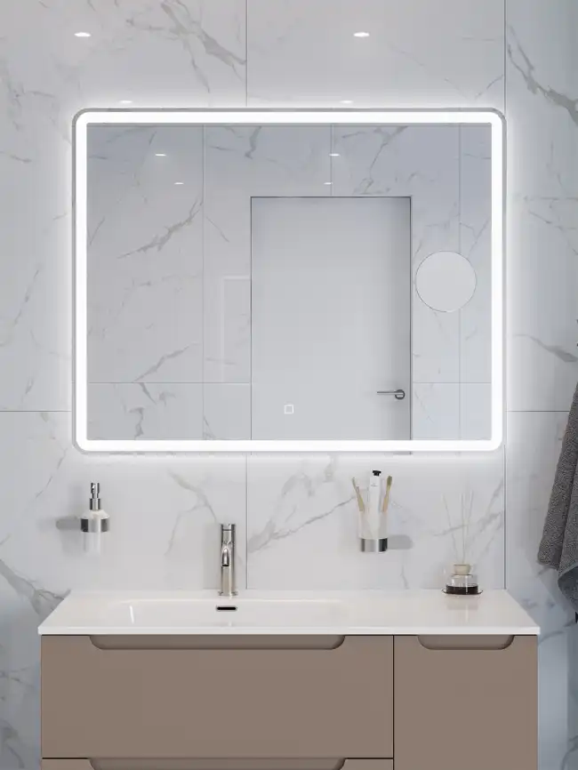 Зеркало BelBagno SPC-MAR-1000-800-LED-TCH-LNZ с подсветкой и встроенной линзой 3-х кратного увеличения фото 10