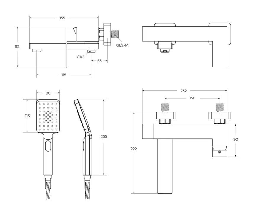 Смеситель для ванны и душа Cezares SLIDER-VD-IN, Сатин фото 6