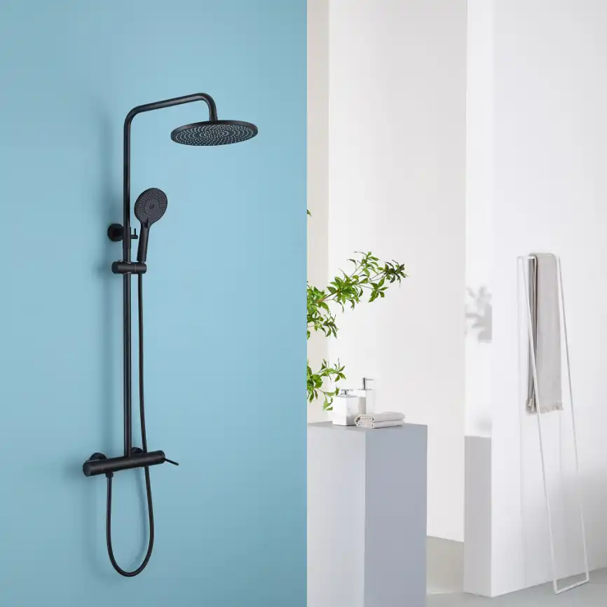 Душевая стойка ABBER Emotion AF8816BL с изливом, черный матовый фото 2