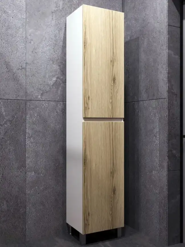 Шкаф-пенал для ванной FAURAplus Аврора 40, напольный, универсальный, фасад  Дуб Элвезия фото 1