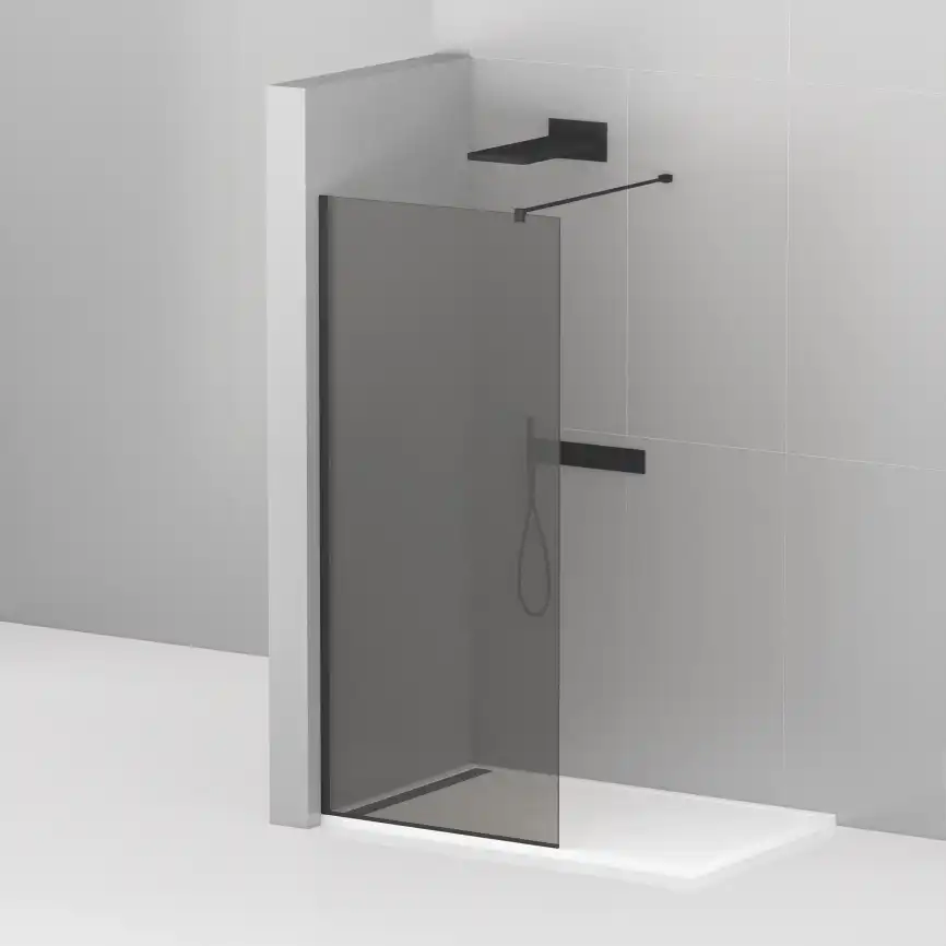 Душевая перегородка CEZARES LIBERTA-L-1-100-120-GR-NERO стекло Тонированное (графит), профиль Черный фото 2