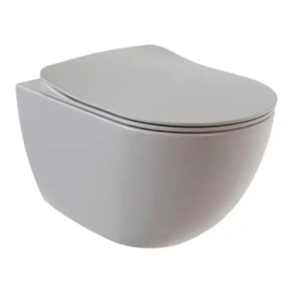 Унитаз подвесной безободковый Creavit Free FE322-11CG00E-0000 с сиденьем микролифт Холодный серый матовый фото 1