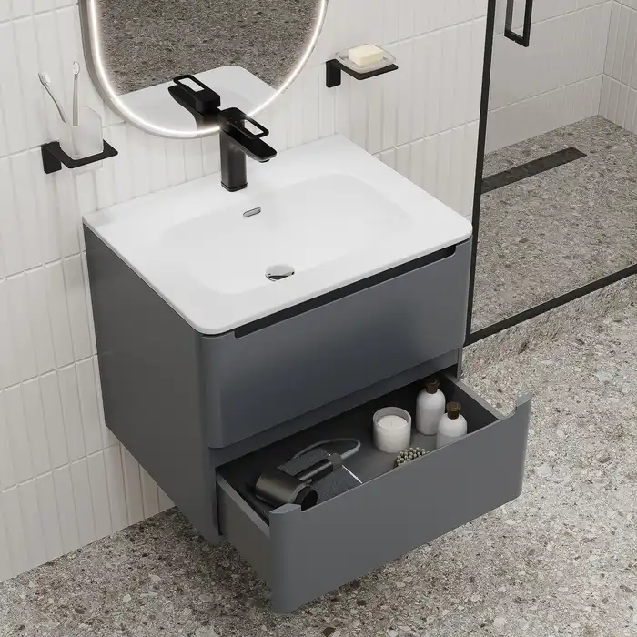 Тумба с раковиной IDDIS Edifice 60, подвесная, Темно-серый, EDI60D0i95K фото 13