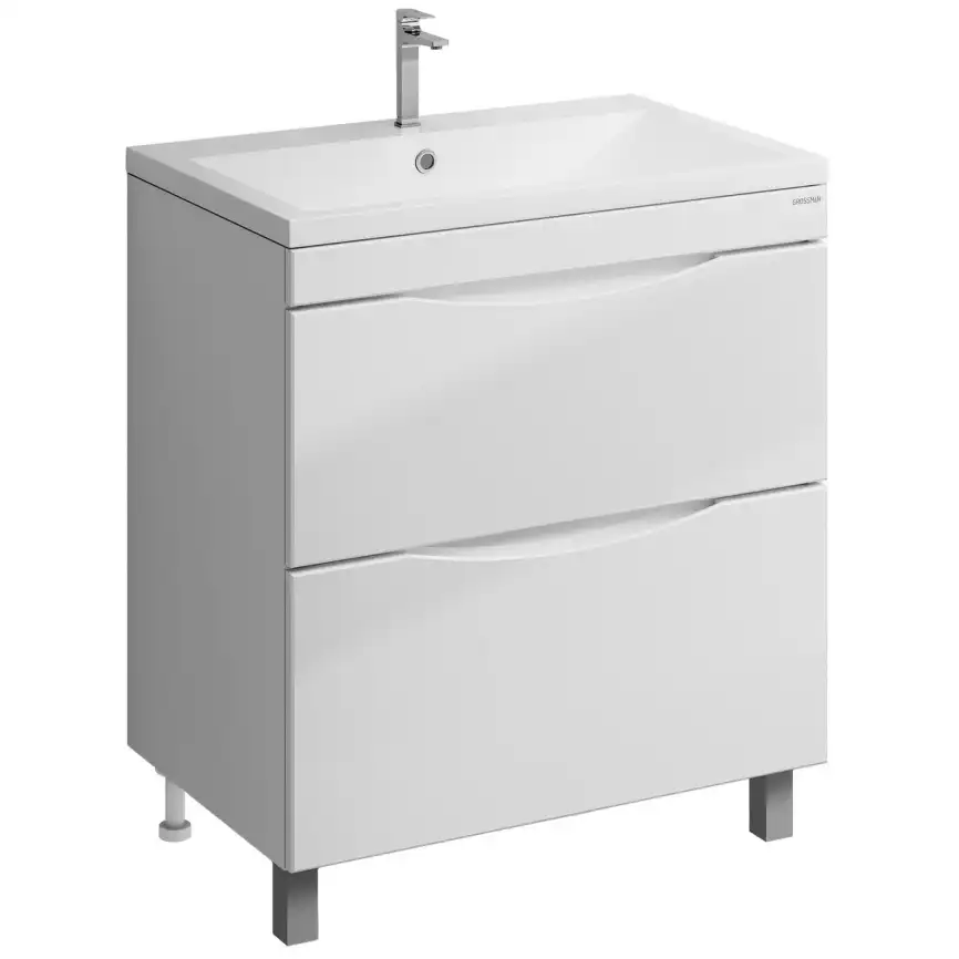 Тумба под раковину Grossman Виста 75 напольная, белая глянцевая (107565) фото 1