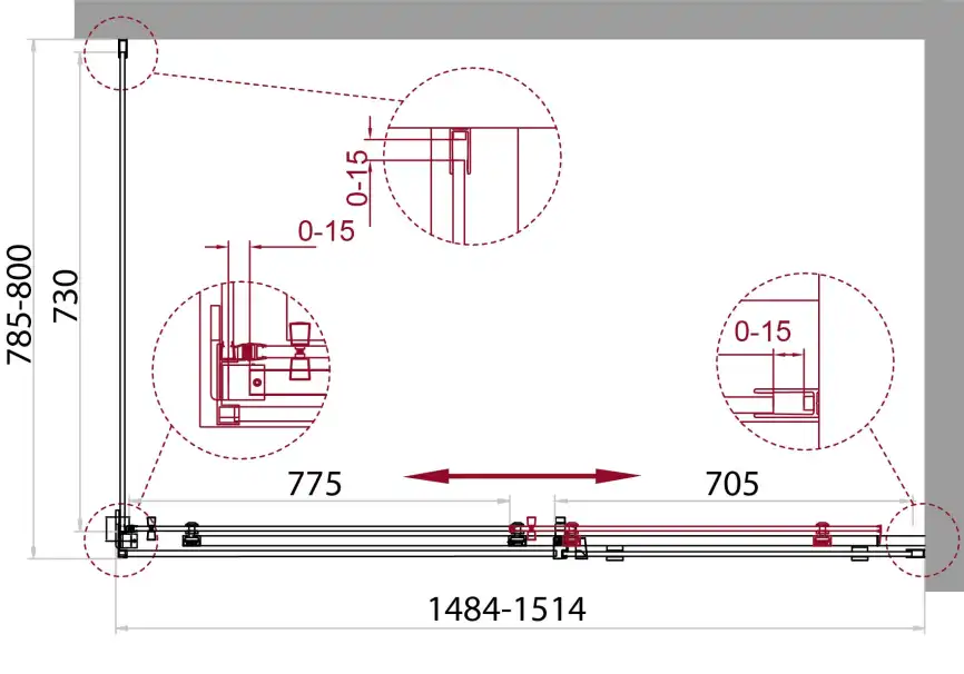 Душевой уголок BelBagno ACQUA-AH-1-150/80-C-Cr профиль Хром стекло Прозрачное фото 2