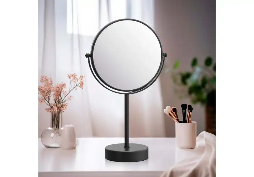 Зеркало косметическое Aquatek AQ4914MB настольное 5х, Черный матовый фото 4