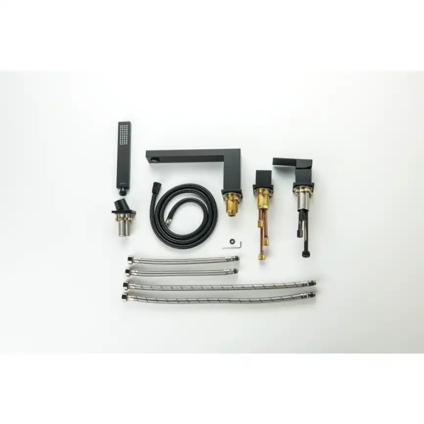 Смеситель на борт ванны Aquatek Либра AQ1648MB, однорычажный, с внутренней частью, Черный матовый фото 2