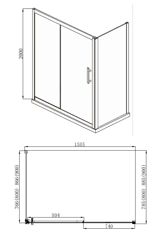Душевой уголок Aquanet Delta NPE1131 1600х800, прозрачное стекло фото 2