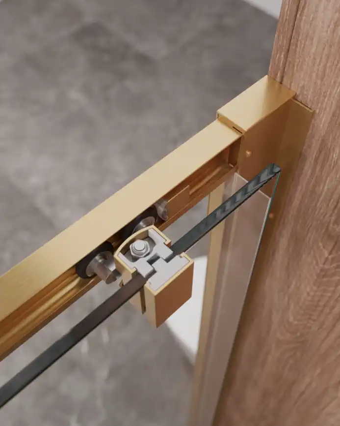 Душевая дверь CEZARES MOLVENO-BF-1-160-C-BORO-IV стекло Прозрачное, профиль Брашированное золото фото 3