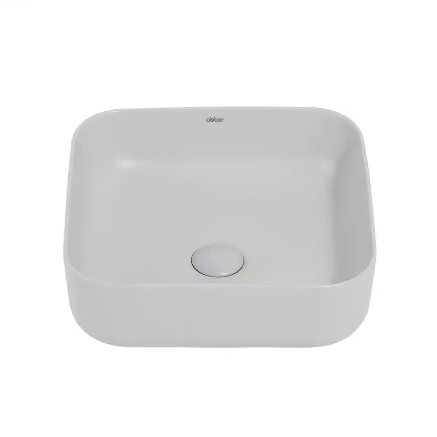 Раковина накладная ABBER RECHTECK 38,5х38,5х13,5 AC2211MLG, квадратная, светло-серая матовая фото 3
