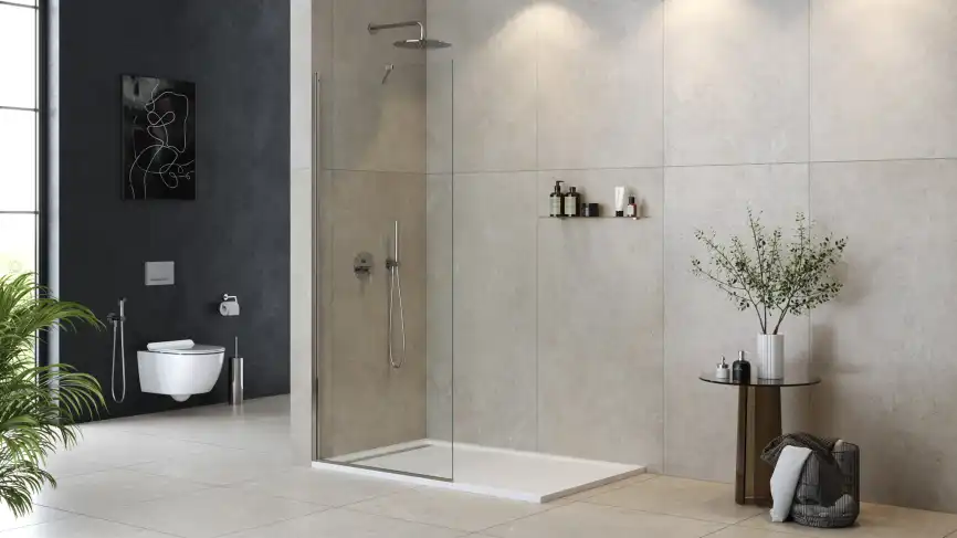 Душевая перегородка универсальная LIBERTA-L-1-TB-90-C-Cr стекло Прозрачное, профиль Хром фото 5