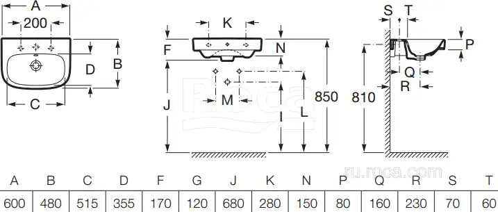 Раковина Roca Debba 60x48 32799400Y фото 3