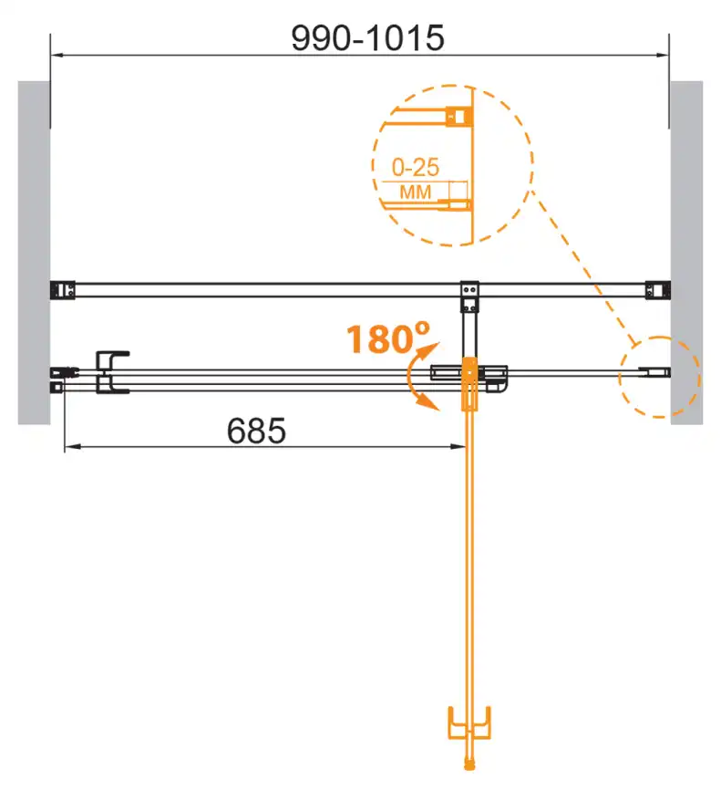 Душевая дверь Cezares VALVOLA 100 см, VALVOLA-B-1-100-C-Cr, профиль Хром, стекло Прозрачное фото 2
