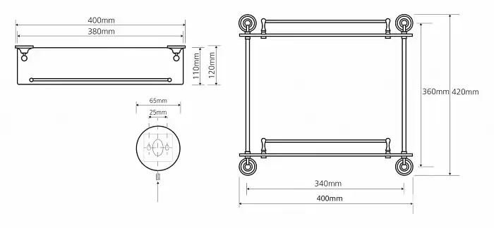 Полка стеклянная 40 см BEMETA RETRO золото 144202128 фото 2