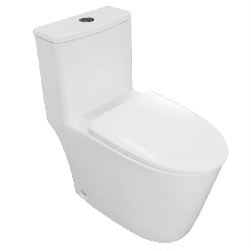 Унитаз моноблок Azario ANSA AZ-2301 напольный, безободковый, с сиденьем микролифт, Белый глянцевый фото 2