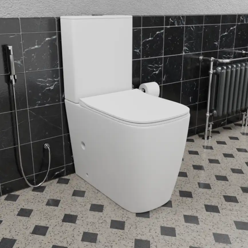 Унитаз-компакт Ceramalux 1288A, безободковый, с бачком и сидением микролифт Белый фото 1