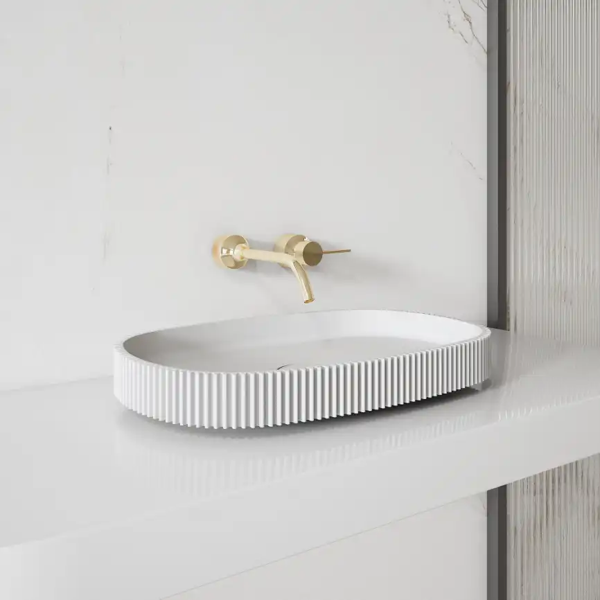 Раковина накладная ABBER STEIN 55х36х6 AS2601, овальная, белая матовая фото 2