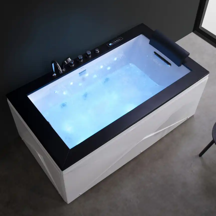 Акриловая ванна Gemy G9258 180х100 с гидромассажем, прямоугольная фото 2