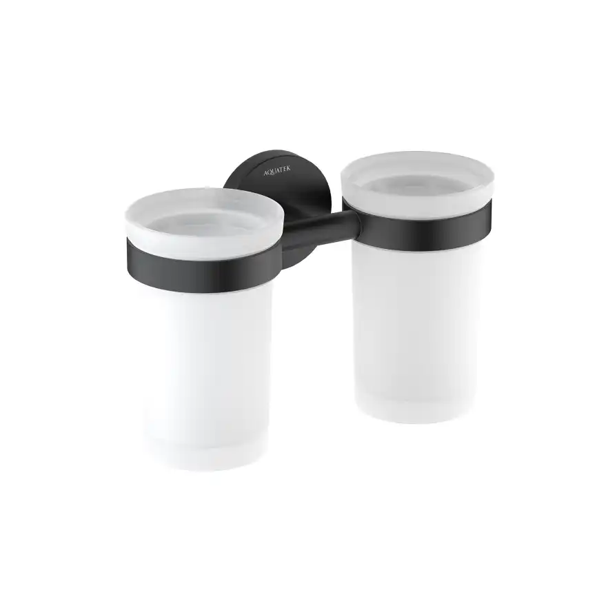 Стакан для ванной Aquatek Европа AQ4117MB двойной, Черный матовый фото 1