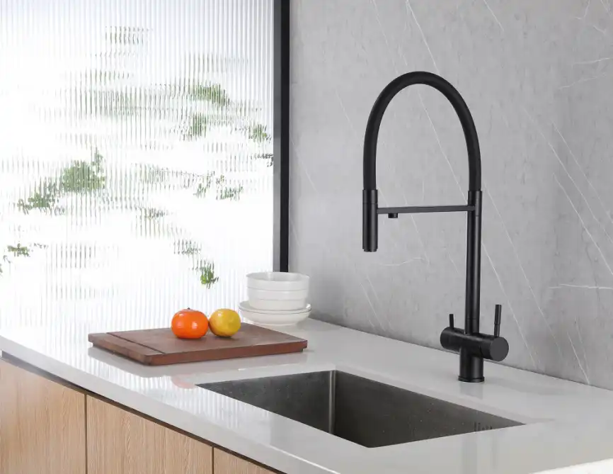 Смеситель для кухни Abber Wasser Kreis AF81141B с подключением к фильтру с питьевой водой, Черный матовый фото 2