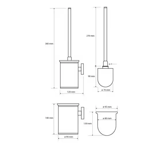 Ершик для унитаза подвесной (металл) щётка белая 9,5 см BEMETA OMEGA 104913112 фото 2