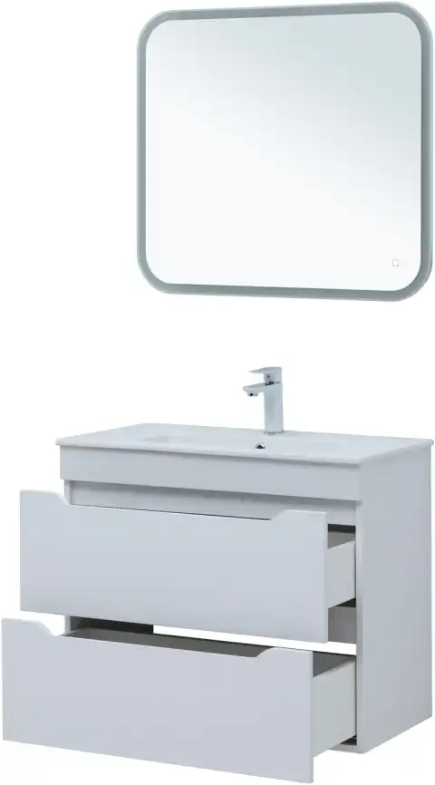 Тумба под раковину Aquanet Практика 80 белый глянец, 347965 фото 11