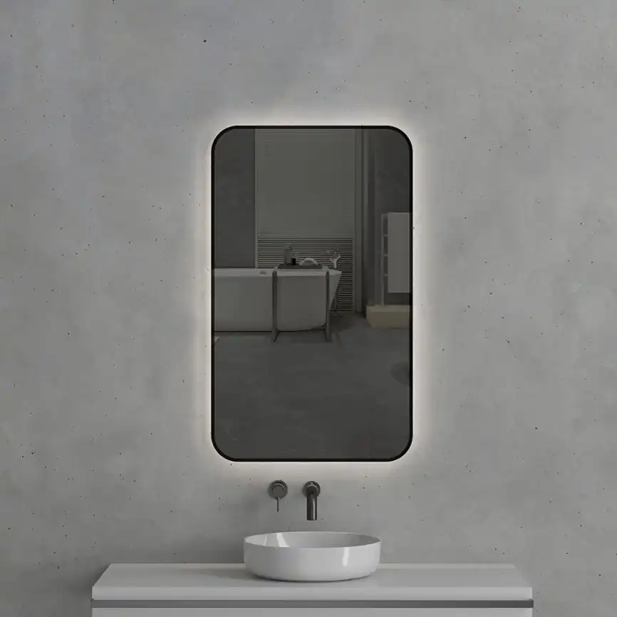 Зеркало с подсветкой AVS Неро 60x100 см, черное фото 1