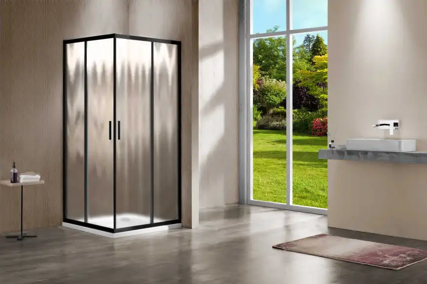 Душевой уголок Vincea Garda 90х90 VSS-1G900CHB, дверь раздвижная, профиль черный, стекло шиншилла фото 2