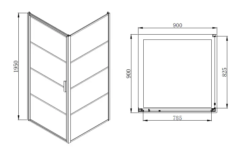 Душевой уголок Azario Richmond 90х90х195 AZ-NAG1221 900 BLACK профиль Черный, стекло Прозрачное фото 4