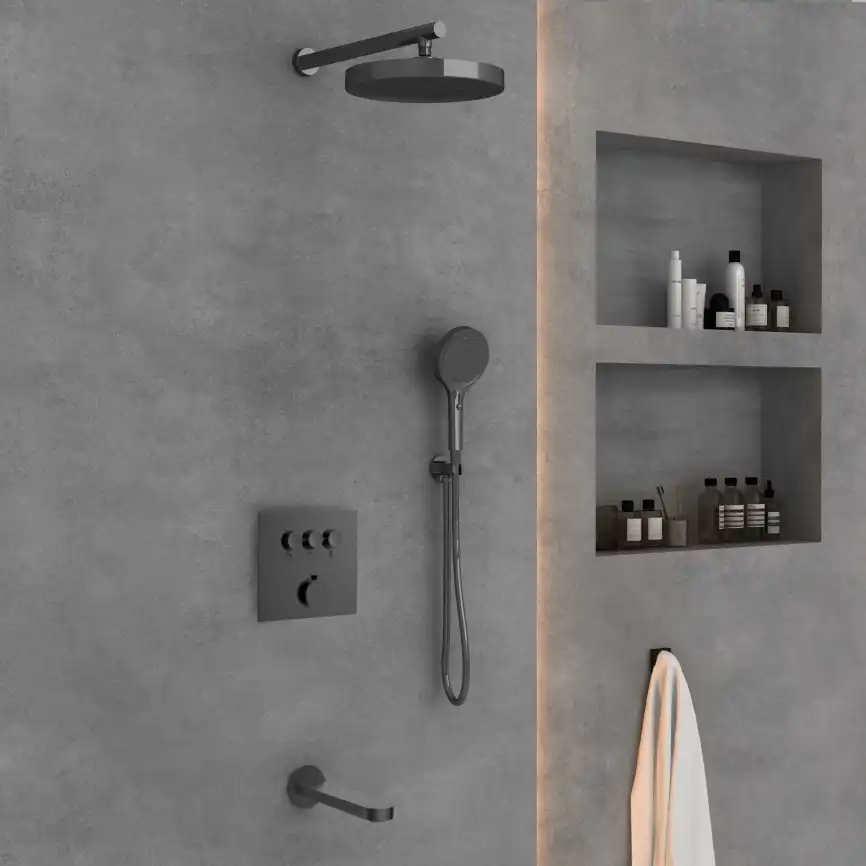 Душевая система  Vincea Inspire VSFW-431I2GM VSFW-431I2GM встраиваемая, вороненная сталь фото 1