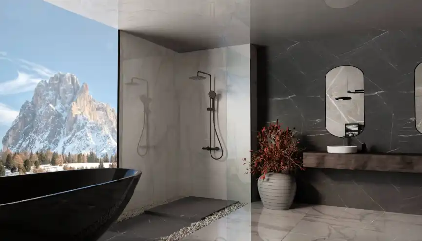 Душевая система  Vincea Rondo VSFS-1R1MB VSFS-1R1MB для ванны с изливом, черный матовый фото 2