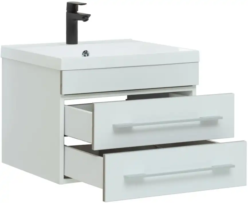 Тумба под раковину Aquanet Верона 58 белый (подвесная 2 ящика) 176667 фото 8