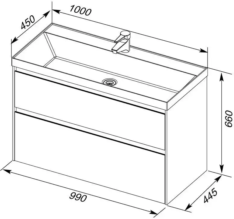Тумба под раковину Aquanet Гласс 100 белый 235664 фото 2