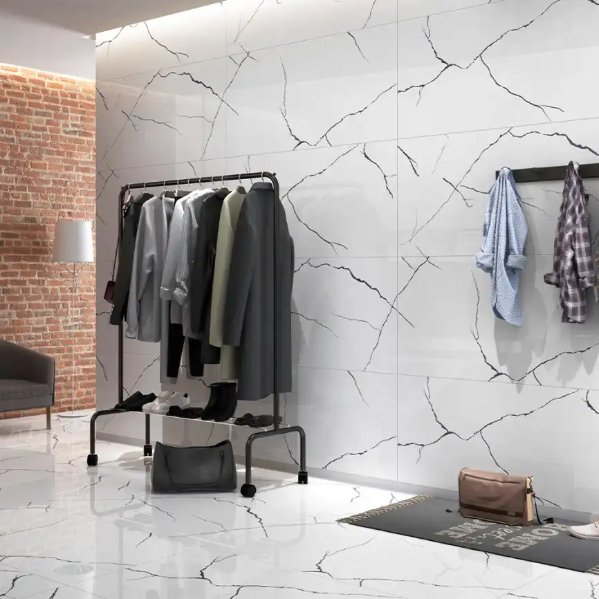 Керамогранит AVS Bettal Black 60x120 полированный, белый фото 5