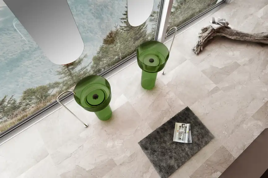 Раковина напольная ABBER KRISTALL 45х45х90 AT2702Emerald, круглая, зеленая фото 3