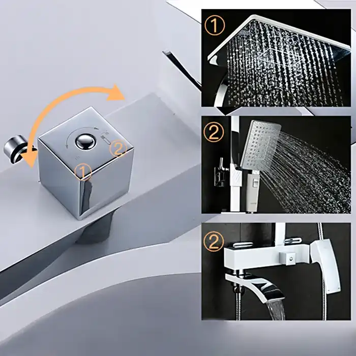 Душевая система Gappo G2407-8  с поворотным изливом, Хром / Белый фото 5