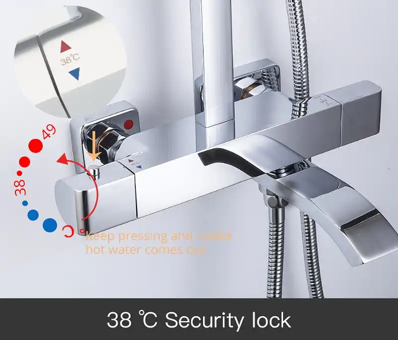 Душевая система Gappo G2407-40 с термостатом, с поворотным изливом, Хром фото 5