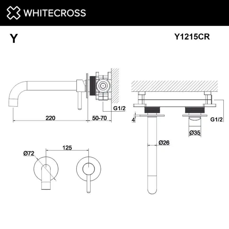 Смеситель для раковины Whitecross Y chrome скрытого монтажа Хром, Y1215CR фото 5