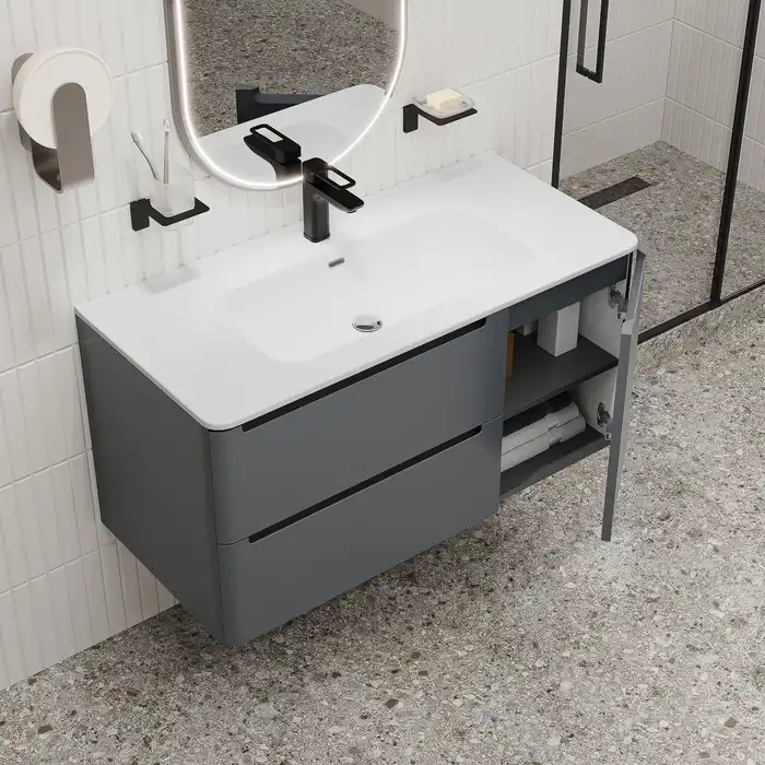 Тумба с раковиной IDDIS Edifice 100, подвесная, Темно-серый, EDI10D0i95K фото 16